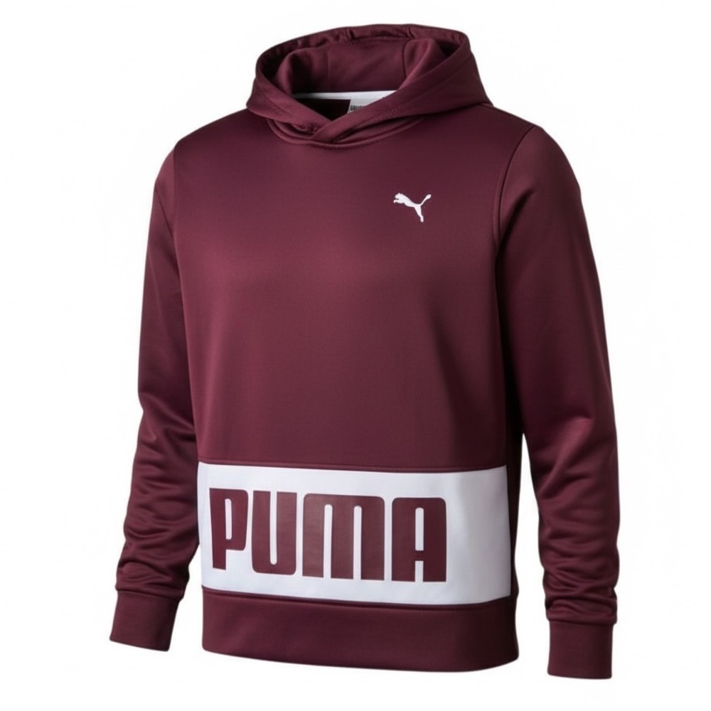 PUMA Youth Pullover Hoodie Sweatshirt Sweater Burgundy and White Size XL